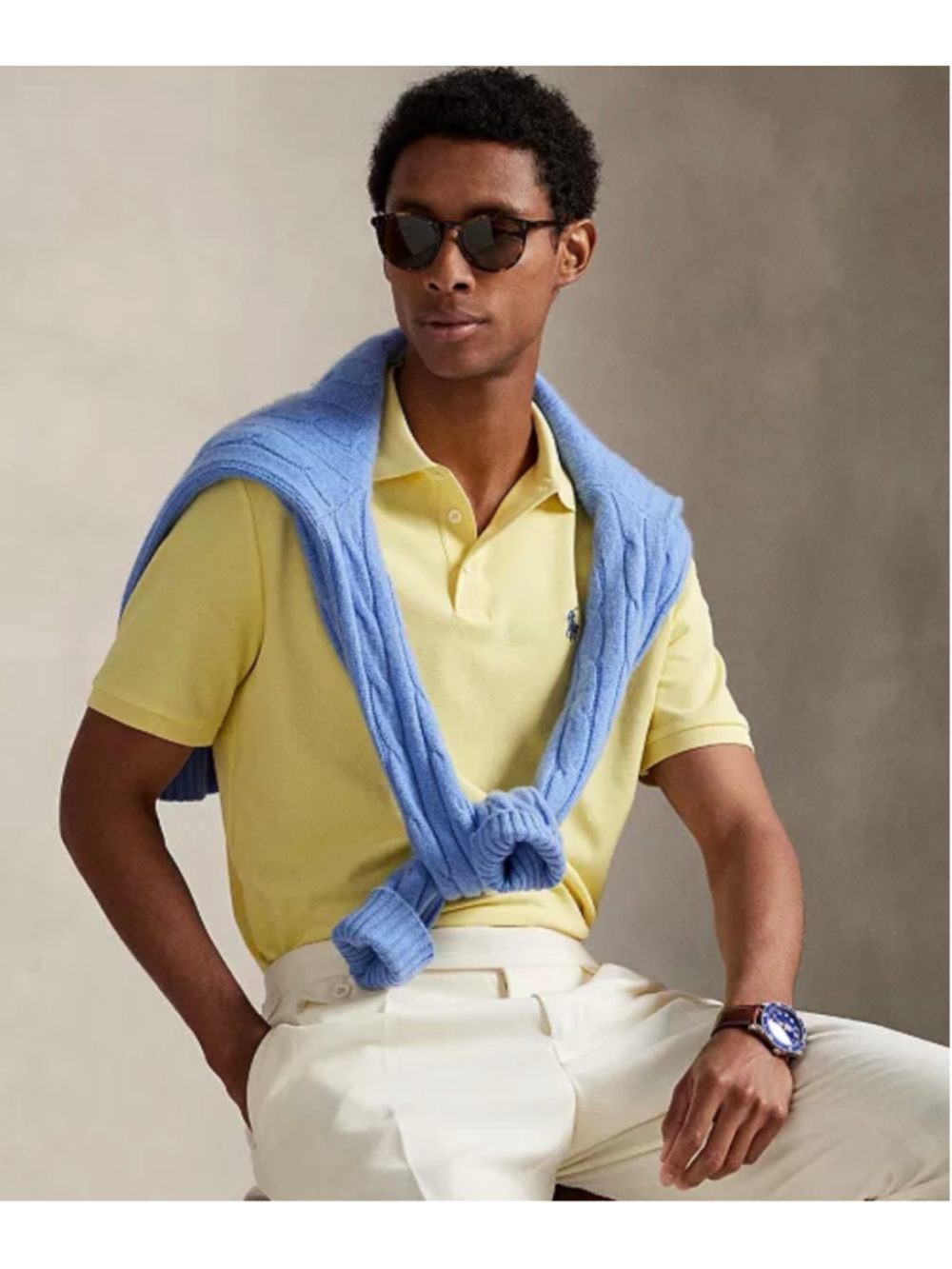 Men’s Polo Ralph Lauren Classic Fit Stretch Mesh Polo Shirt Wicket Yellow XL - Picture 3 of 8